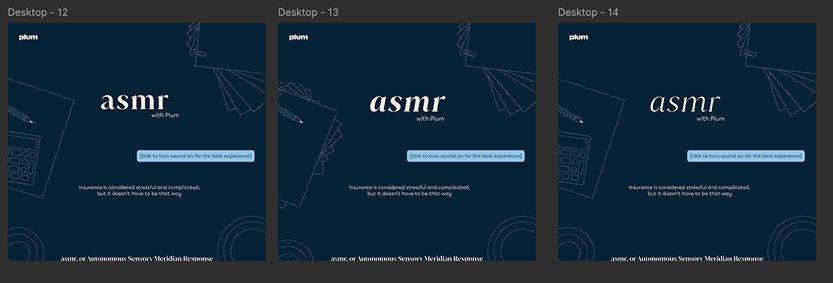 Desktop hero variations of the ASMR experience